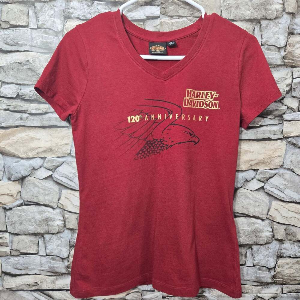 Harley-Davidson Women's 120th Anniversary Merlot V-Neck T-Shirt